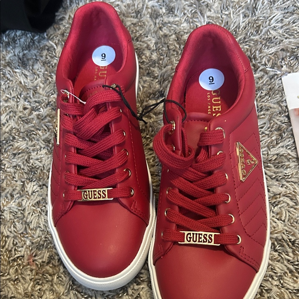 Guess Bold Red Sneakers with Gold Details
